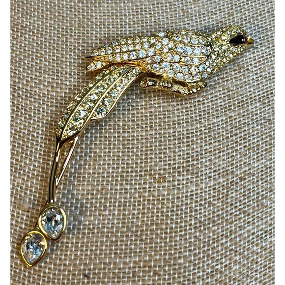 NOLAN MILLER Avalon Bird Of Paradise Brooch Diamanté Crystal Jewelry Present Bir - Picture 1 of 12